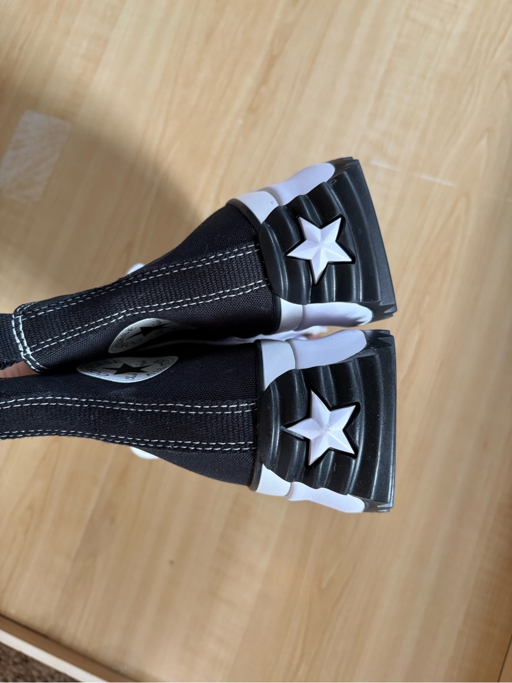 New Converse Black Platform Run Star Hike High-Top Sneakers - Picture 7 of 8